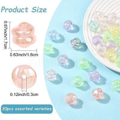 30Pcs Luminous Transparent Rainbow Iridescent Acrylic Beads LACR-YW0001-07-1
