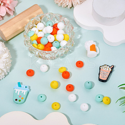 48Pcs 10 Styles Food Grade Eco-Friendly Silicone Focal Beads SIL-TA0002-94-1