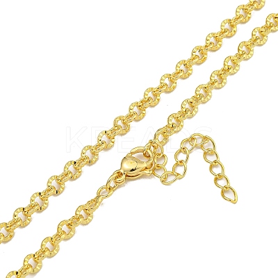 Rack Plating Brass Textured Rolo Chain Necklaces for Women NJEW-C059-25G-1