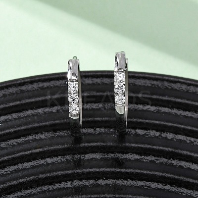 304 Stainless Steel Clear Cubic Zirconia Hoop Earrings EJEW-D331-18C-P-1