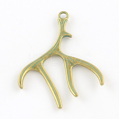 Deer Antler Zinc Alloy Big Pendants X-PALLOY-R065-075-FF-1