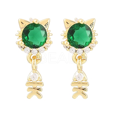 Brass Micro Pave Cubic Zirconia Dangle Stud Earrings EJEW-F405-24G-04-1