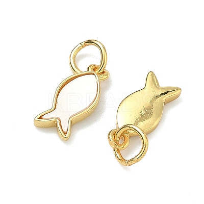 Natural White Shell Fish Charms KK-F926-04B-1