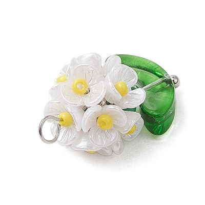 Glass Seed Beaded Flower Pendants X1-PALLOY-MZ00521-02-1