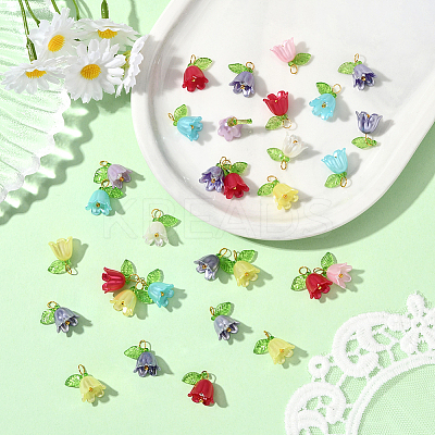 120Pcs Acrylic Beads with Plastic Imitation Pearl Beads Pendants FIND-SC0019-78-1