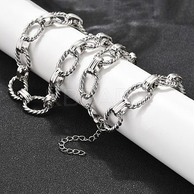 304 Stainless Steel Twisted Oval Link Chain Necklaces NJEW-R023-13P-1