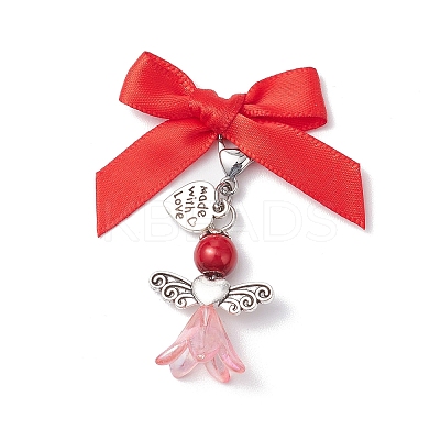 Angel Glass Pearl Beads & Acrylic Pendant Decorations HJEW-JM03184-03-1