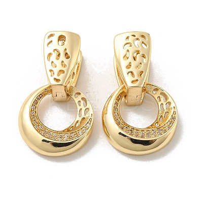 Brass Micro Pave Clear Cubic Zirconia Dangle Hoop Earrings EJEW-E295-25KCG-1