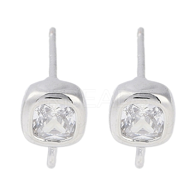 Brass Pave Clear Cubic Zirconia Stud Earring Findings LS-KK-F875-01P-1