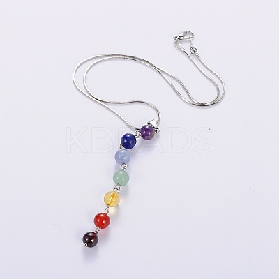 Natural Gemstone Pendant Necklaces X-NJEW-JN00938-1