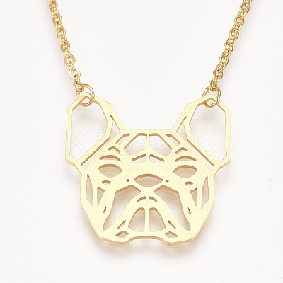 201 Stainless Steel Puppy Pendant Necklaces NJEW-T009-JN041-2-40-1
