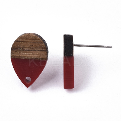Resin & Walnut Wood Stud Earring Findings MAK-N032-002A-B04-1