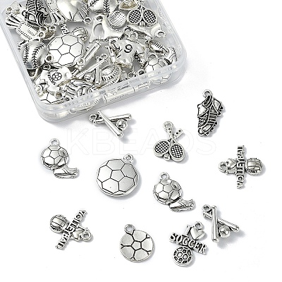 45Pcs 15 Styles Tibetan Style Sports Theme Alloy Pendants FIND-YW0006-31-1