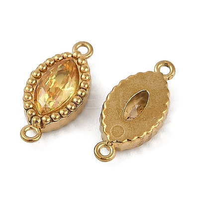 Ion Plating(IP) 304 Stainless Steel Cubic Zirconia Horse Eye Links Connector Charms STAS-K256-21G-07-1