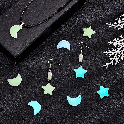 12Pcs 6 Styles Synthetic Luminous Stone Pendants G-GA0001-64A-1