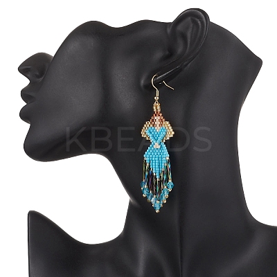 Angel Handmade Glass Seed Beads Dangle Earrings EJEW-MZ00538-01-1