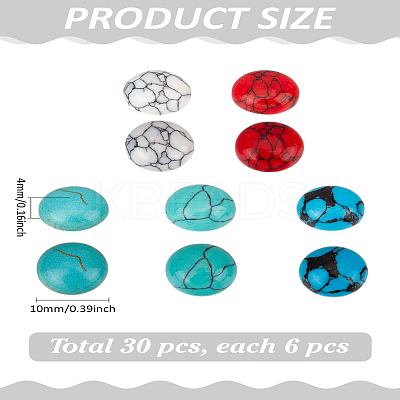 5 Colors Synthetic Turquoise Cabochons TURQ-LP0001-02A-1