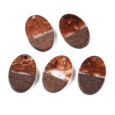 Transparent Resin and Walnut Wood Pendants RESI-T057-04C-1