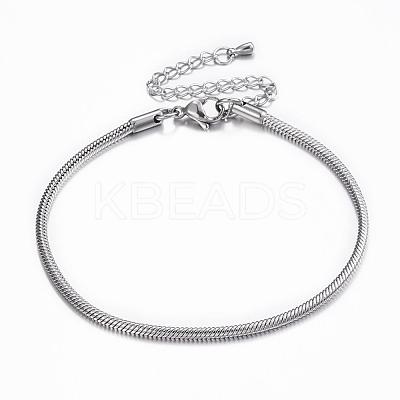 Tarnish Resistant 304 Stainless Steel Snake Chain Bracelets BJEW-H491-01P-1