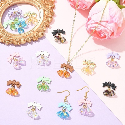 16Pcs 8 Colors Alloy & Glass Pendants PALLOY-YW00166-1
