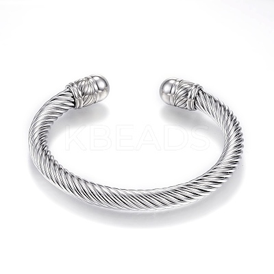 Tarnish Resistant 304 Stainless Steel Torque Cuff Bangles BJEW-D437-A15-1