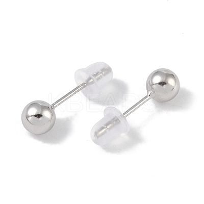 Anti-Tarnish Rhodium Plated Round 999 Fine Silver Stud Earrings for Women LS-EJEW-S215-17P-1