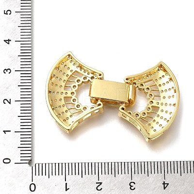 Rack Plating Bowknot Brass Micro Pave Clear Cubic Zirconia Fold Over Clasps KK-H512-09G-1