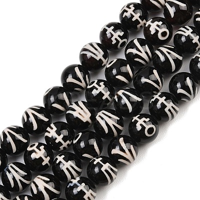 Tibetan Style dZi Beads Strands G-G328-A07-10mm-1