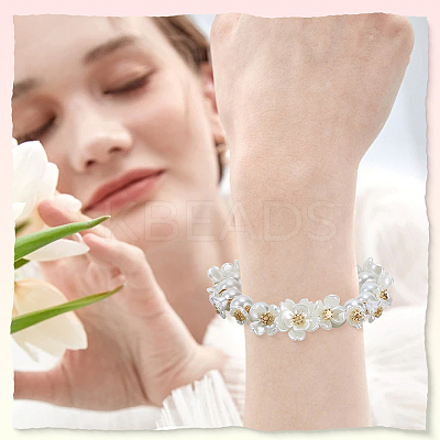 600Pcs 10 Styles ABS Plastic Imitation Pearl & Acrylic Bead Caps OACR-SC0002-36-1