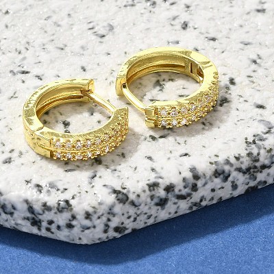 Brass Clear Cubic Zirconia Hoop Earrings LS-EJEW-M047-20G-1