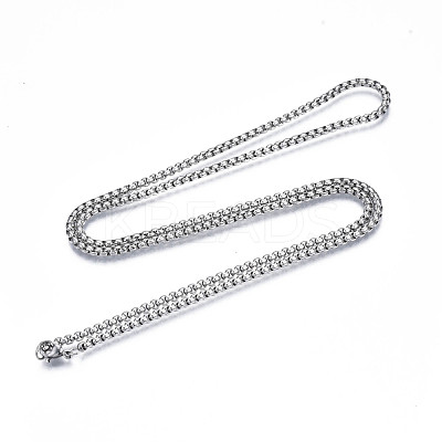 Non-Tarnish 201 Stainless Steel Box Chains Necklace with Lobster Claw Clasps for Men Women STAS-T062-01-1
