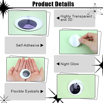 Luminous Self Adhesive Plastic Wiggle Googly Eyes Cabochons KY-WH20002-02A-1