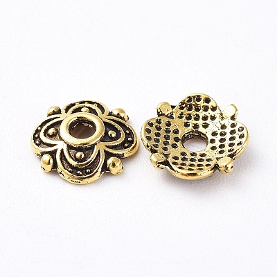 4-Petal Tibetan Style Alloy Flower Bead Caps LS-X-TIBE-S222-AG-NR-1
