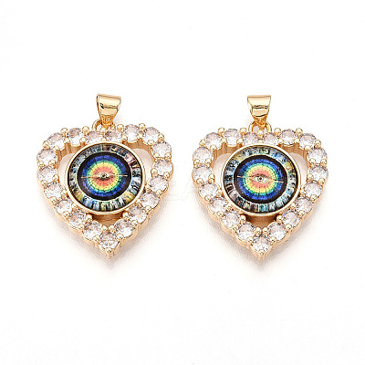 Brass Micro Pave Clear Cubic Zirconia Pendants for Women KK-T070-93A-02-1