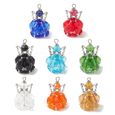 8Pcs Glass Pendants PALLOY-MZ01272-1