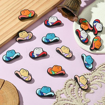 20Pcs 4 Colors Cowboy Hat Food Grade Eco-Friendly Silicone Focal Beads SIL-CJ0002-10-1