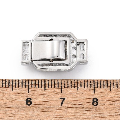 Rectangle Brass Micro Pave Clear Cubic Zirconia Box Clasps KK-G505-36P-02-1