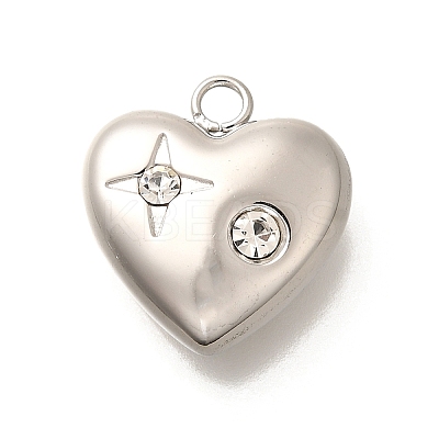 304 Stainless Steel Rhinestone Pendants STAS-M109-10P-02-1