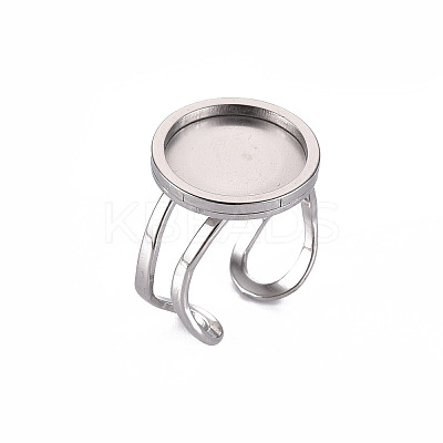 Tarnish Resistant 201 Stainless Steel Cuff Ring Findings STAS-S080-040C-P-1