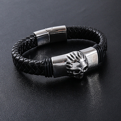 Punk Braided PU Leather Cord Bracelets EQ6903-1
