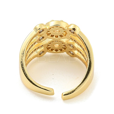 Round Clear Cubic Zirconia Open Cuff Ring RJEW-L121-038G-1