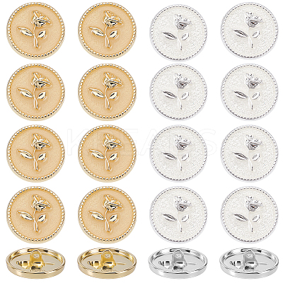 20Pcs 2 Colors 1-Hole Alloy Shank Buttons BUTT-GA0001-40-1