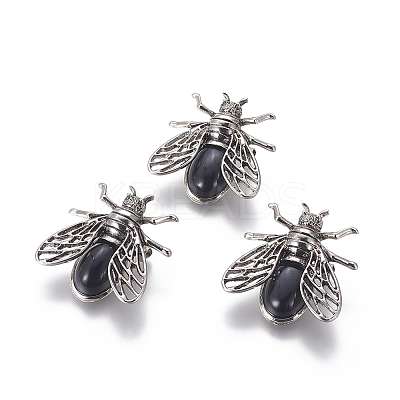 Natural Dyed & Heated Black Agate Brooches G-A176-D01-1-1