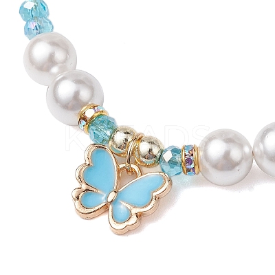 8mm Round Synthetic Moonstone & Shell Pearl Braided Bead Bracelets BJEW-JB10428-1