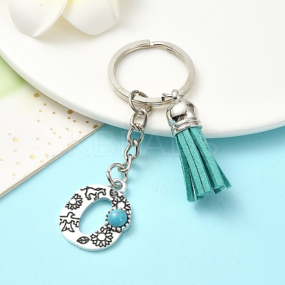 Alloy with Resin Imitation Synthetic Turquoise Keychain KEYC-YW00087-15-1