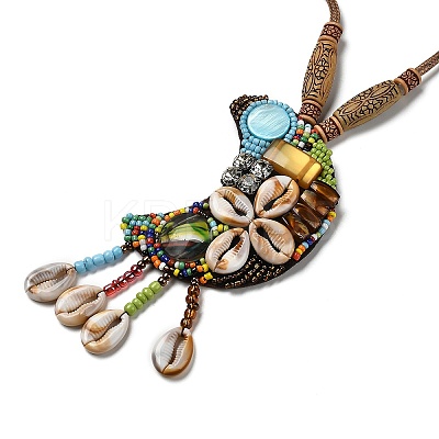 Retro Style Glass & Acrylic & CCB Beads Pendant Necklaces NJEW-Q349-01C-1