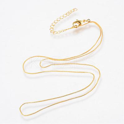 Real 18K Gold Plated Brass Box Chains Necklaces MAK-R014-G-1