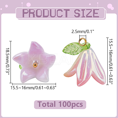 100Pcs Opaque Acrylic Pendants PALLOY-WR00010-1