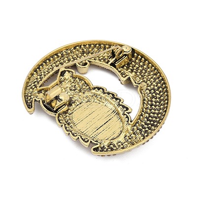 Owl with Moon Alloy Rhinestone Brooches for Backpack Clothes LS-PALLOY-D361-19G-1