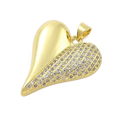Heart Rack Plating Brass Micro Pave Cubic Zirconia Pendants KK-Z074-54G-1